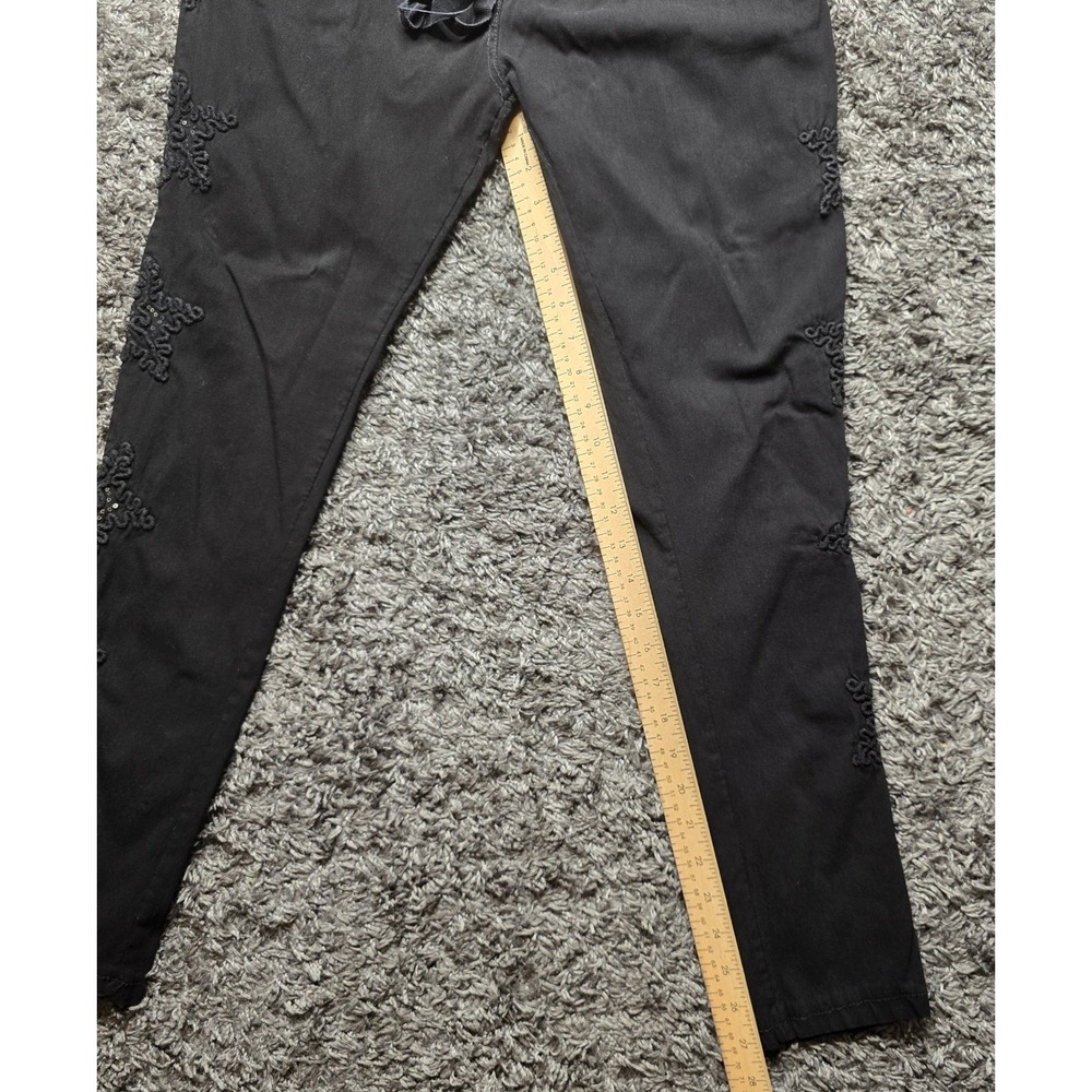Selected Fashion Womens Black Skinny Pants Embroidered Sequin Applique Size M - Picture 3 of 6